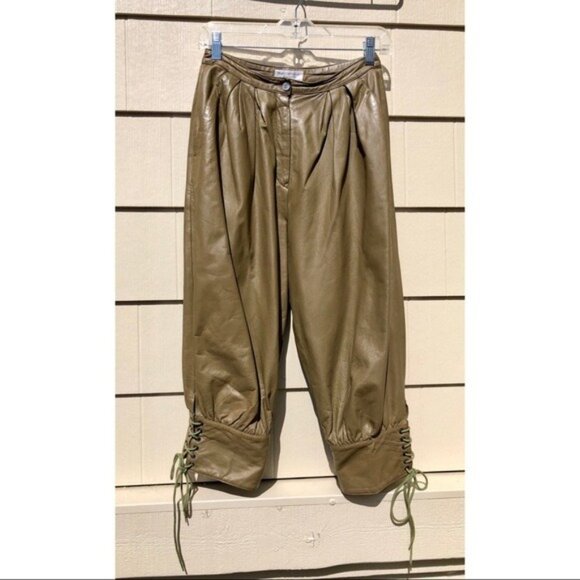 Vintage 70s Fenn Wright Manson Leather Pleated Harem Pant Capri